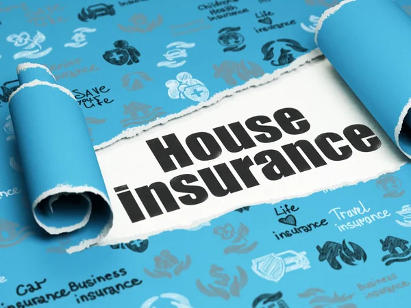 Insurance concept: black text House Insurance under the piece of  torn paper — 스톡 사진