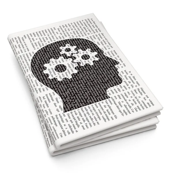 Data concept: Head With Gears on Newspaper background — Φωτογραφία Αρχείου