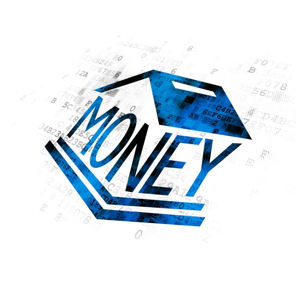 Concept de devise : Money Box sur fond numérique — Photo