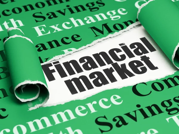 Währungskonzept: Schwarztext-Finanzmarkt unter dem Stück Papier — Stockfoto