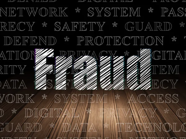 Protection concept: Fraud in grunge dark room — Stockfoto