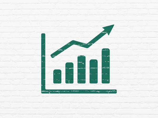 Concepto de negocio: Gráfico de crecimiento sobre fondo de pared — Foto de Stock