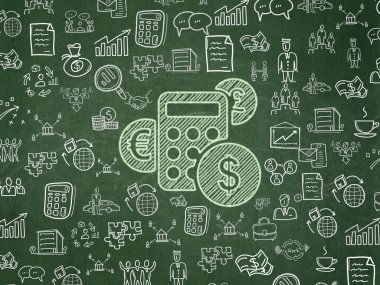 Finance concept: Calculator on School board background