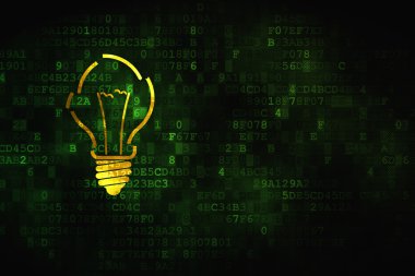İş kavramı: ampul dijital arka plan üzerinde