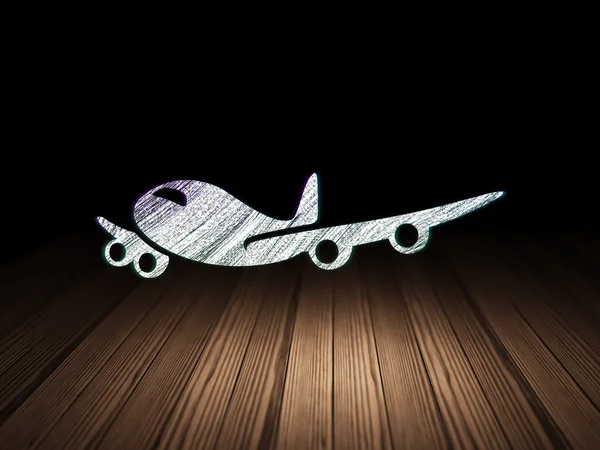 Travel concept: Airplane in grunge dark room — Stockfoto