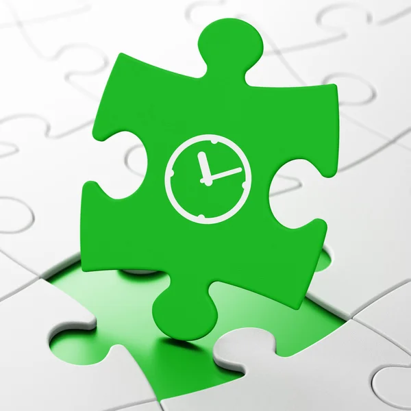 Time concept: Clock on puzzle background — Stock Photo, Image