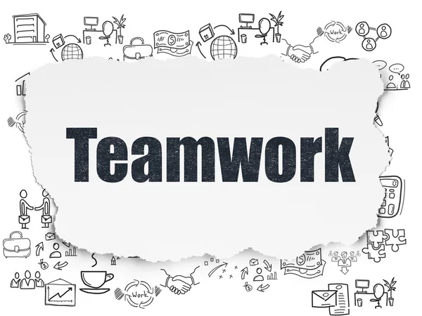 Financiën concept: Teamwork op gescheurd papier achtergrond — Stockfoto