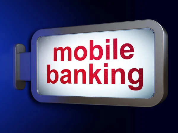 Νόμισμα έννοια: Mobile Banking σε billboard φόντο — Φωτογραφία Αρχείου