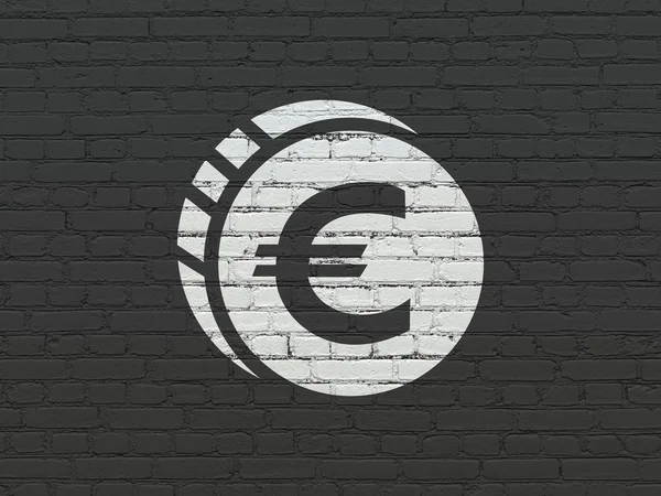 Concept d'argent : Euro Coin sur fond de mur — Photo