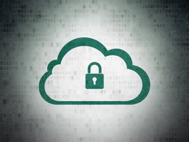 Cloud networking concept: Cloud With Padlock on Digital Paper background