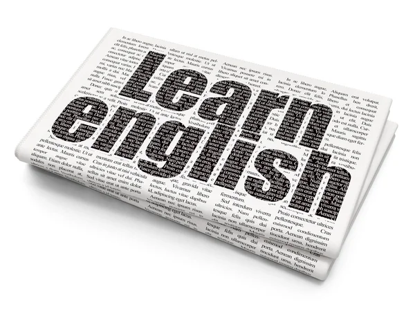 Concepto de estudio: Aprende inglés en el fondo del periódico — Foto de Stock