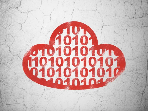 Ağ kavramı bulut: bulut ile kod duvar arka plan üzerinde