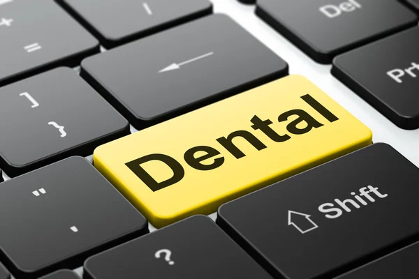 Conceito de medicina: Dental no fundo do teclado do computador — Fotografia de Stock
