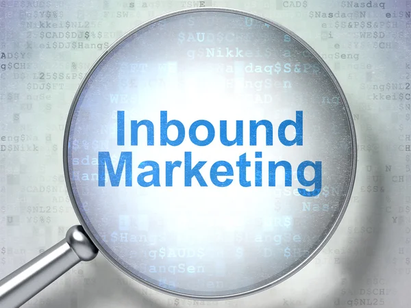 Concepto publicitario: Inbound Marketing con vidrio óptico — Foto de Stock