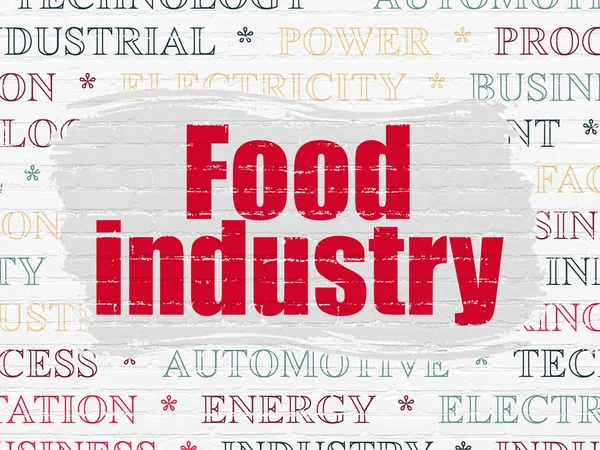 業界の概念: 壁の背景に食品産業 — ストック写真