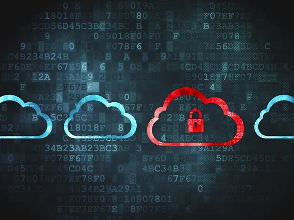 Chmura koncepcji sieci: chmura z kłódką na tle cyfrowy — Zdjęcie stockowe