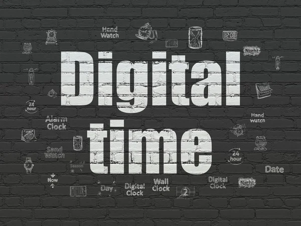 Timeline concept: Digital Time on wall background — Stock Photo, Image