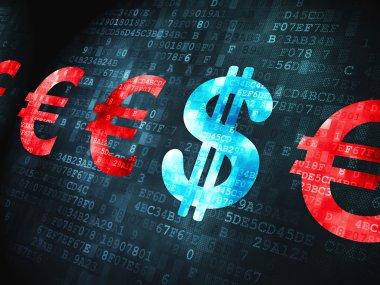 Banking concept: Dollar And Euro on digital background