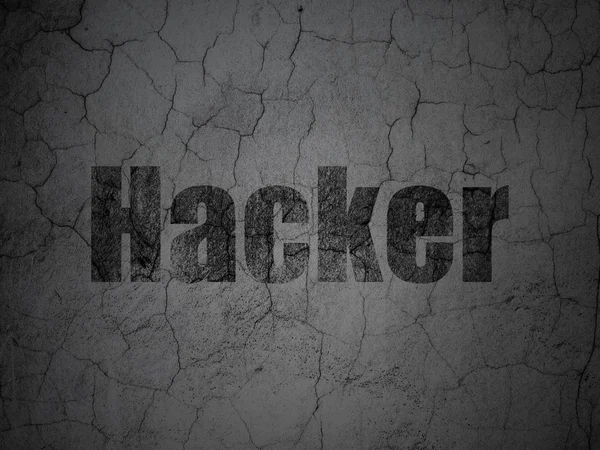 Protection concept: Hacker on grunge wall background — Stock Photo, Image