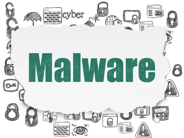 Sicherheitskonzept: Malware auf zerrissenem Papier — Stockfoto