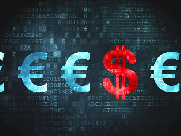 Currency concept: Dollar And Euro on digital background — Stock Photo, Image