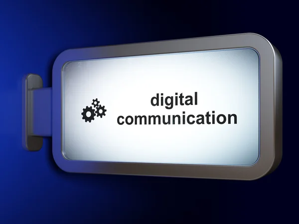 Concepto de información: Comunicación digital y engranajes en el fondo de la cartelera — Foto de Stock