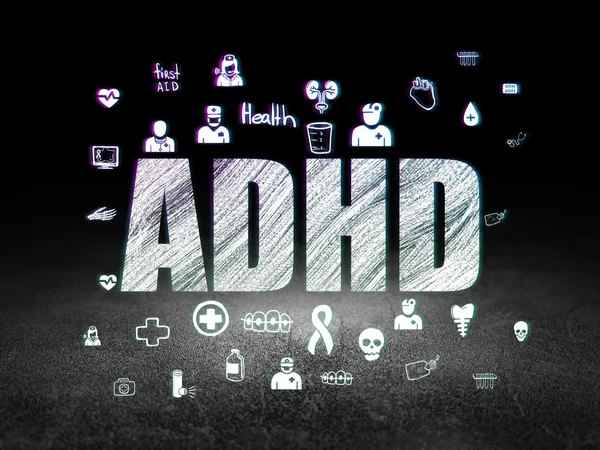 Concept de médecine : TDAH en chambre noire grunge — Photo