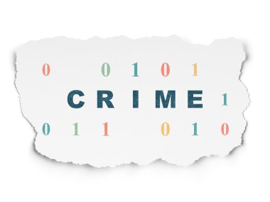 Güvenlik kavramı: suç yırtılmış kağıt arka plan üzerinde