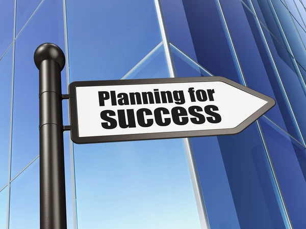 Konsep Keuangan: sign Planning for Success on Building background — Stok Foto