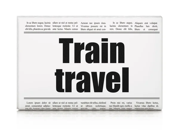 Conceito de férias: manchete do jornal Train Travel — Fotografia de Stock