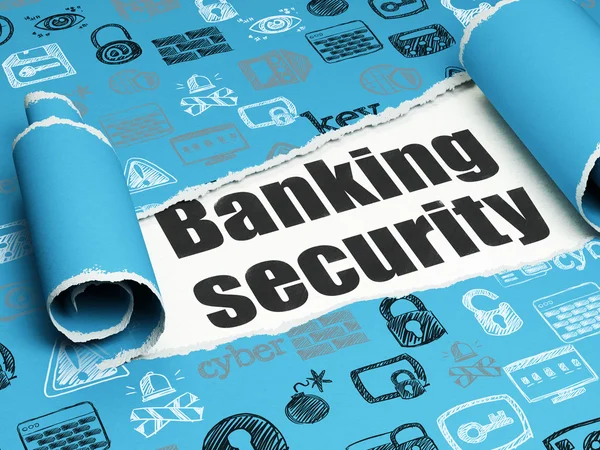 Security concept: zwarte tekst Bank beveiliging onder het stuk van gescheurde papier — Stockfoto