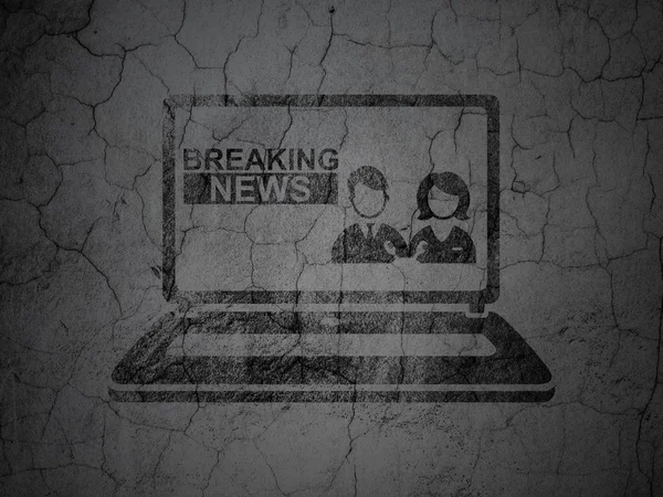 News concept: Breaking News On Laptop on grunge wall background — Zdjęcie stockowe