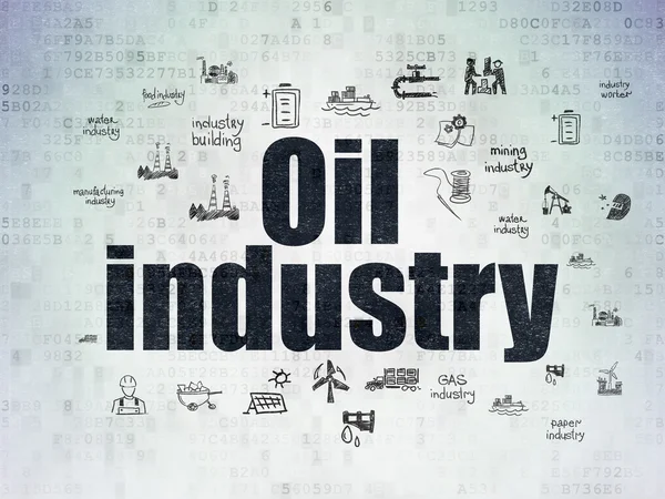業界の概念: デジタル データ用紙の背景に石油産業 — ストック写真