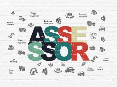 Sigorta kavramı: duvar arka plan üzerinde değerlendirme uzmanı