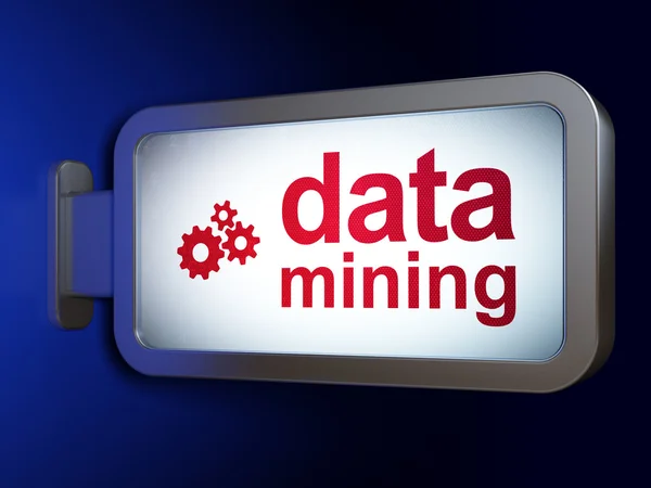 Concetto di informazione: data mining e ingranaggi su sfondo cartellone — Foto Stock