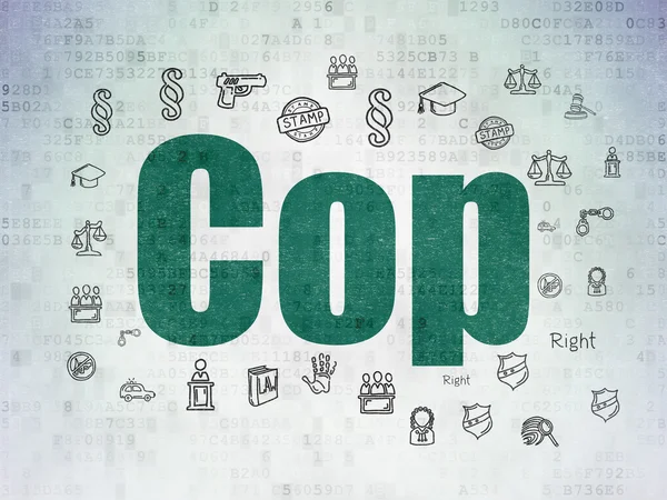 Concepto de ley: Cop on Digital Data Paper background —  Fotos de Stock