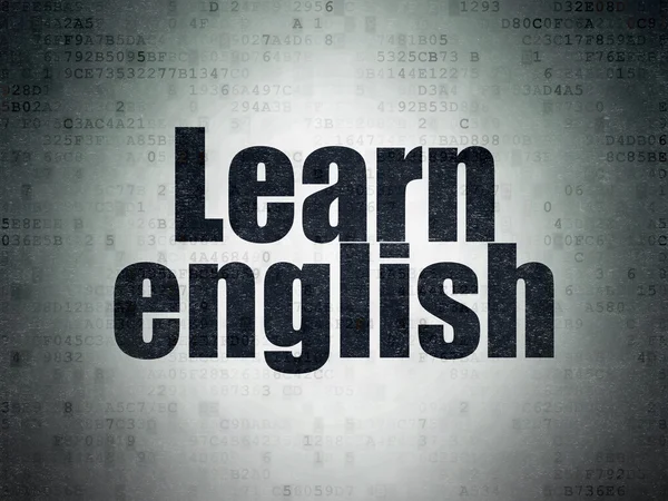 Concetto di apprendimento: Impara l'inglese su un background di Digital Data Paper — Foto Stock