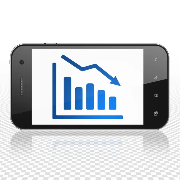 Concepto de noticias: Smartphone con gráfico de declinación en pantalla —  Fotos de Stock