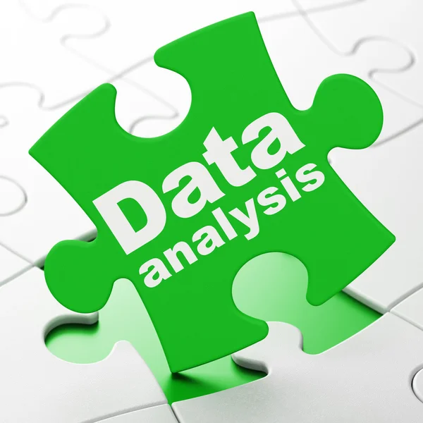 Concepto de datos: Análisis de datos en el fondo del rompecabezas —  Fotos de Stock