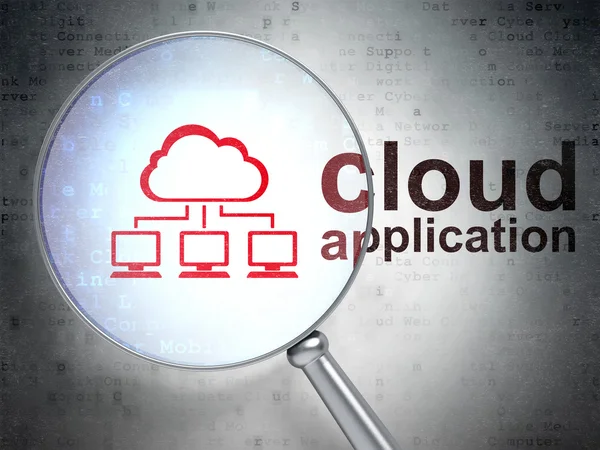 Concetto di cloud computing: Cloud Network e Cloud Application con vetro ottico — Foto Stock