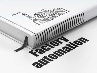 Manufacuring kavramı: kitap petrol ve gaz Indusry, beyaz arka plan üzerinde Fabrika Otomasyonu