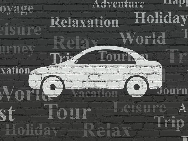 Toerisme concept: auto op muur achtergrond — Stockfoto
