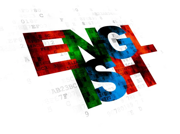 Learning concept: English on Digital background — 图库照片