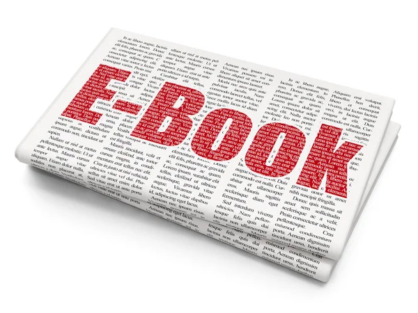 Concetto di apprendimento: e-book su sfondo giornalistico — Foto Stock