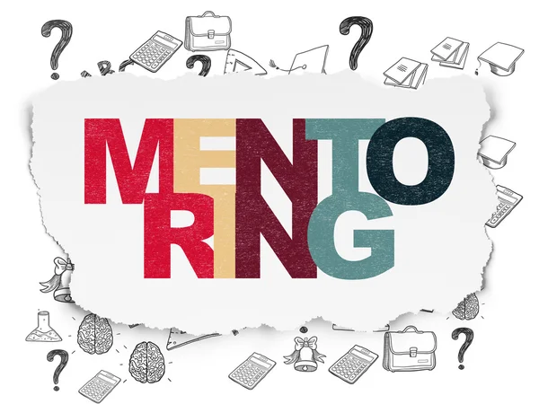 Concetto di istruzione: mentoring su sfondo carta strappata — Foto Stock