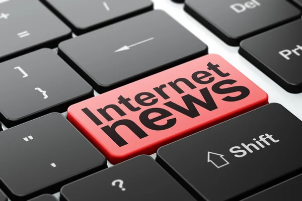 Nieuws begrip: Internet News op computer toetsenbord achtergrond — Stockfoto