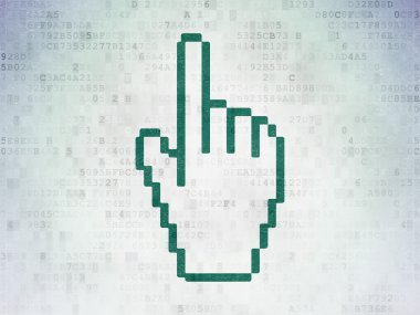 Web geliştirme kavramı: dijital veri kağıt arka plan üzerinde fare imleci