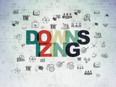 İş kavramı: dijital veri kağıt arka plan üzerinde küçülme