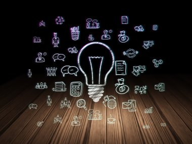 İş kavramı: grunge karanlık odada ampul