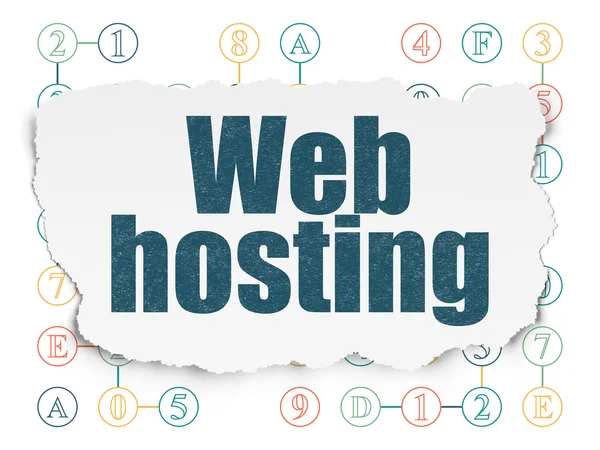 Webdesign-Konzept: Webhosting auf zerrissenem Papierhintergrund — Stockfoto